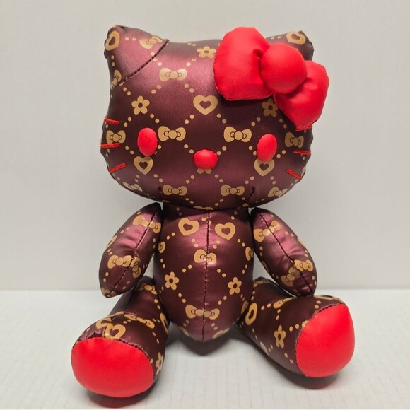 Hello Kitty Plushie Red And Burgundy Purple Hand and Leg Movable By Sanrio 2013 - Picture 1 of 9